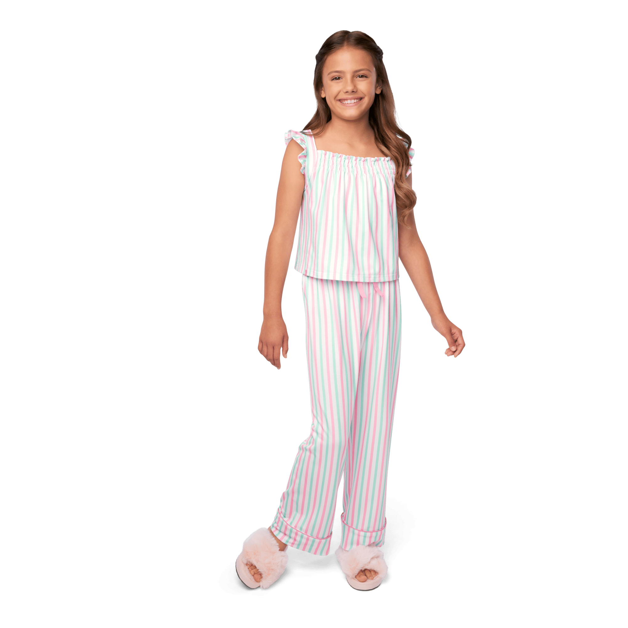 Raquel's Coastal Stripes Pajamas For Girls & 18-Inch Dolls - Image 3