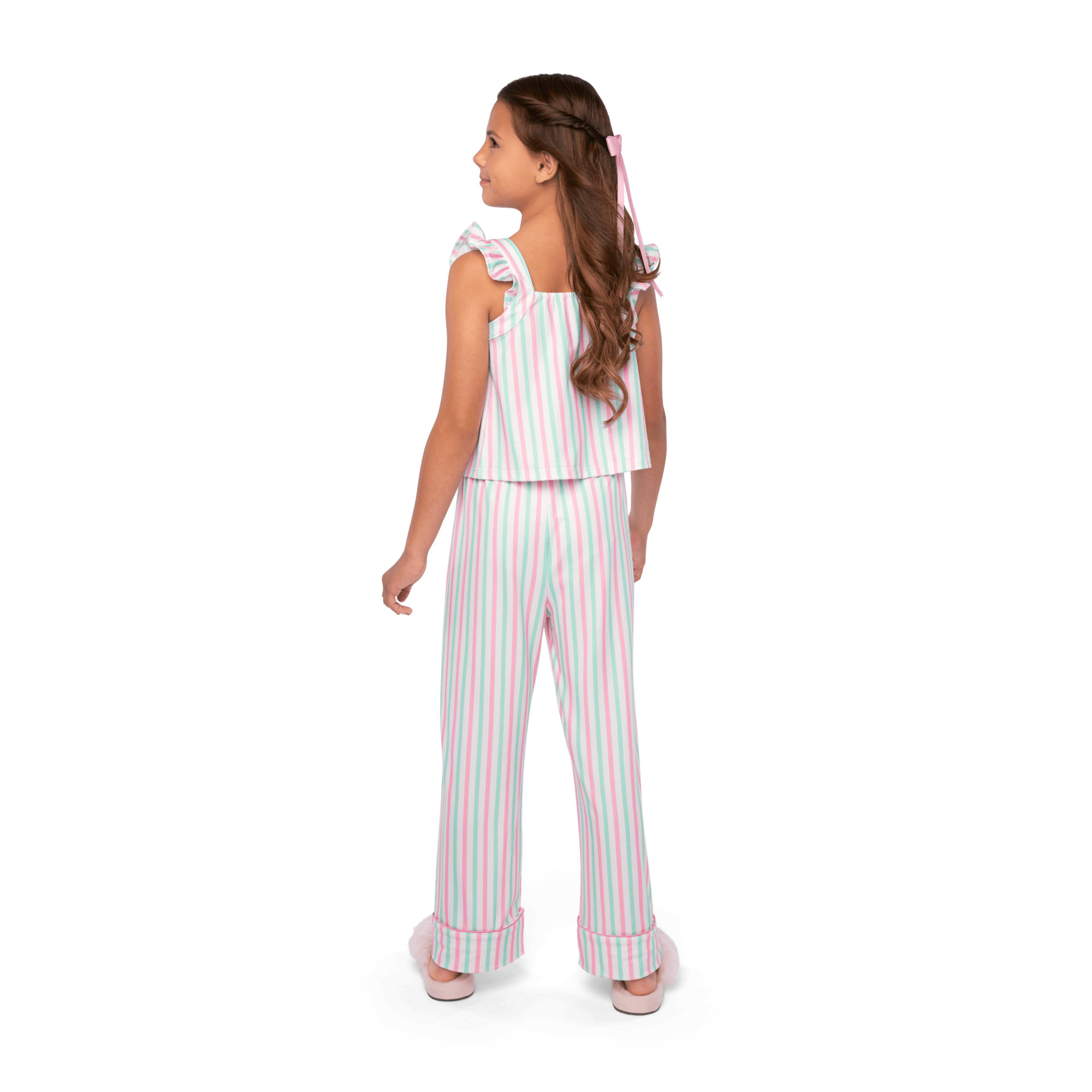 Raquel's Coastal Stripes Pajamas For Girls & 18-Inch Dolls - Image 4