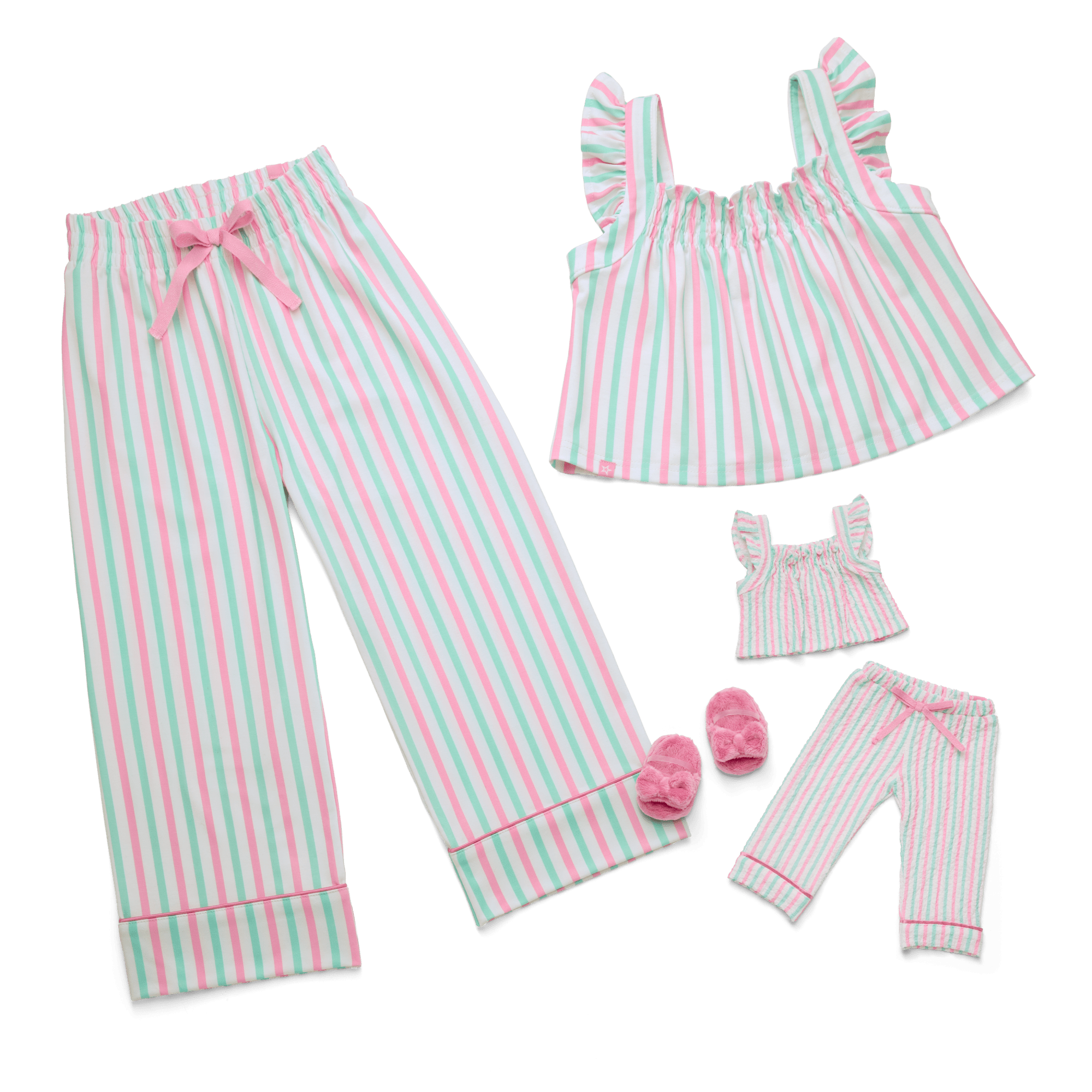Raquel's Coastal Stripes Pajamas For Girls & 18-Inch Dolls - Image 2