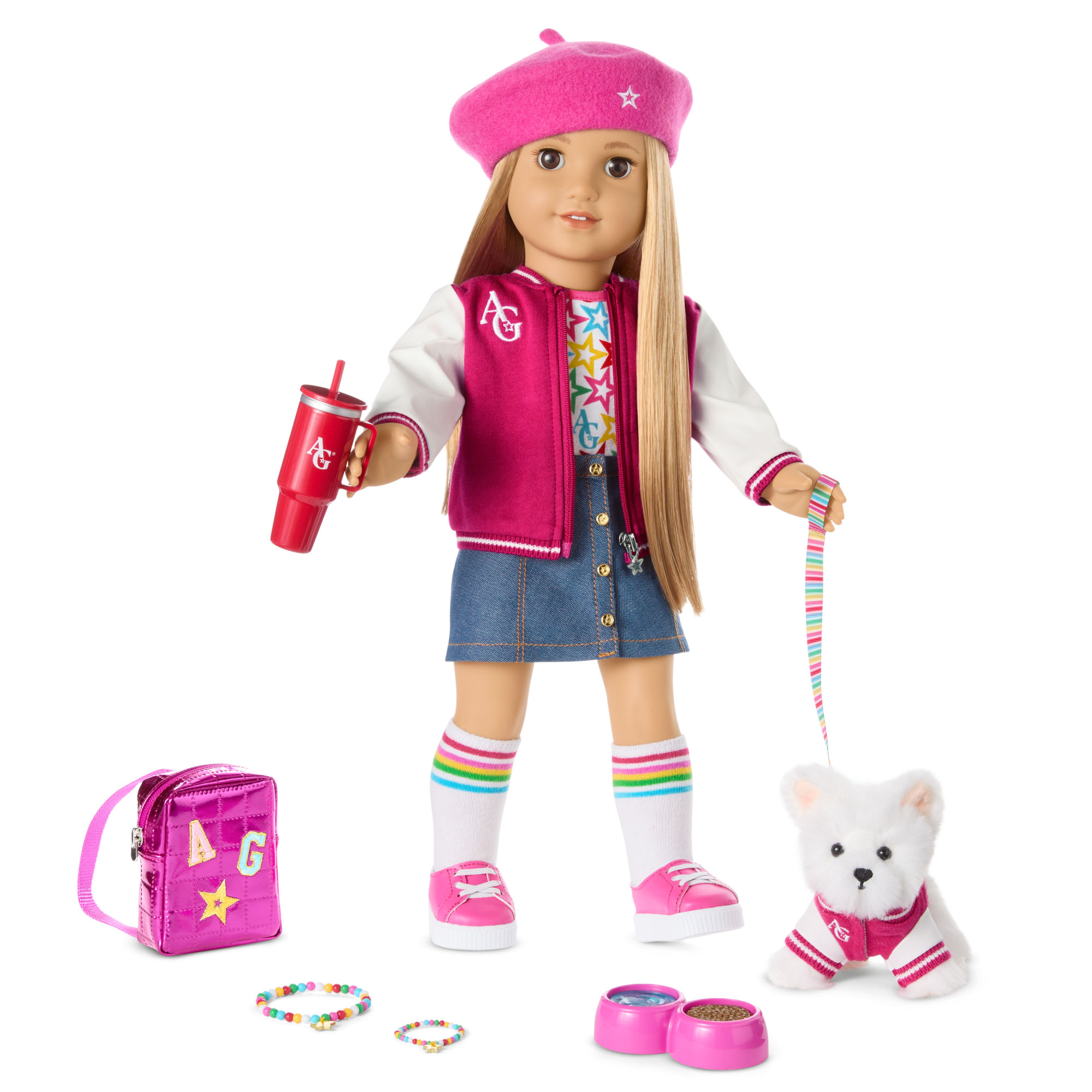 Truly Me 18-Inch Doll #131, Puppy, Mini Backpack & Accessories Ag Star Squad Bundle
