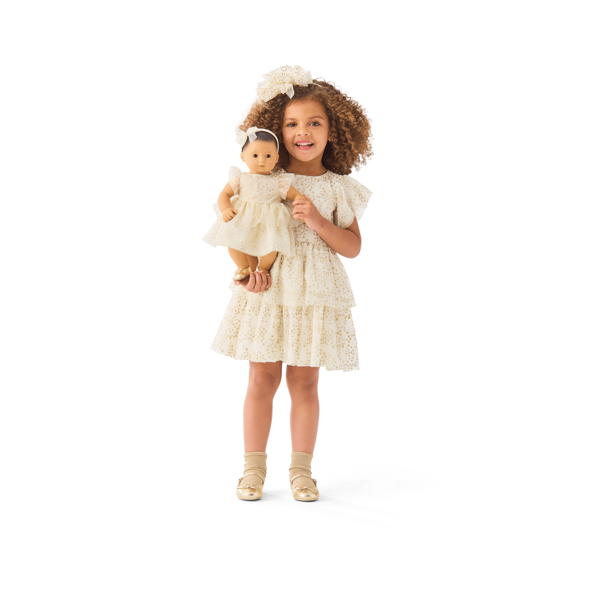 American Girl X Janie And Jack Sparkly Cream Celebration Dress For Little Girls & Bitty Baby Dolls