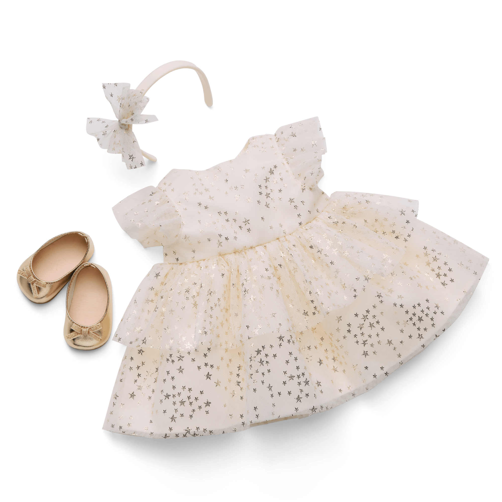 American Girl X Janie And Jack Sparkly Cream Celebration Dress For Bitty Baby Dolls