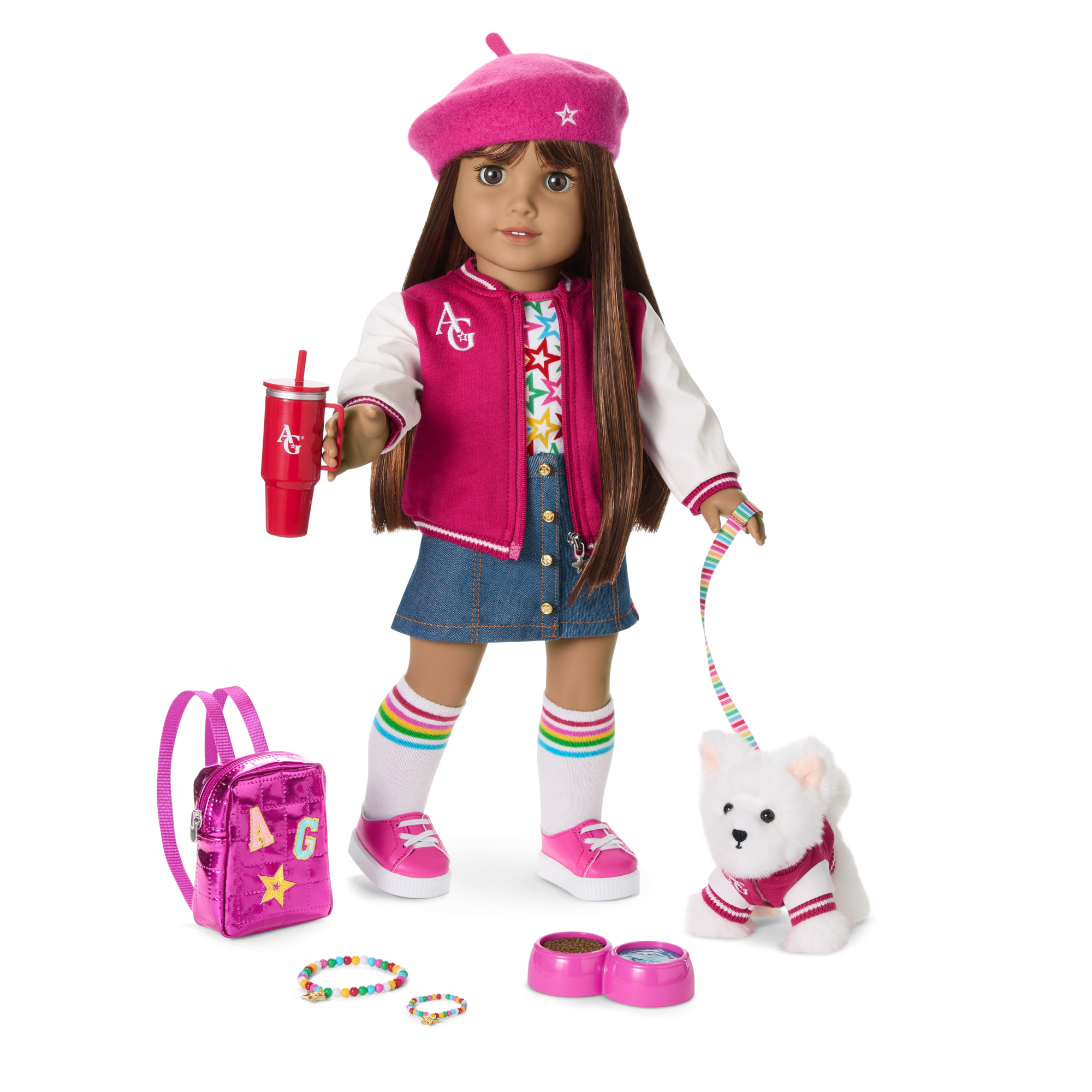 Truly Me 18-Inch Doll #122, Puppy, Mini Backpack & Accessories Ag Star Squad Bundle