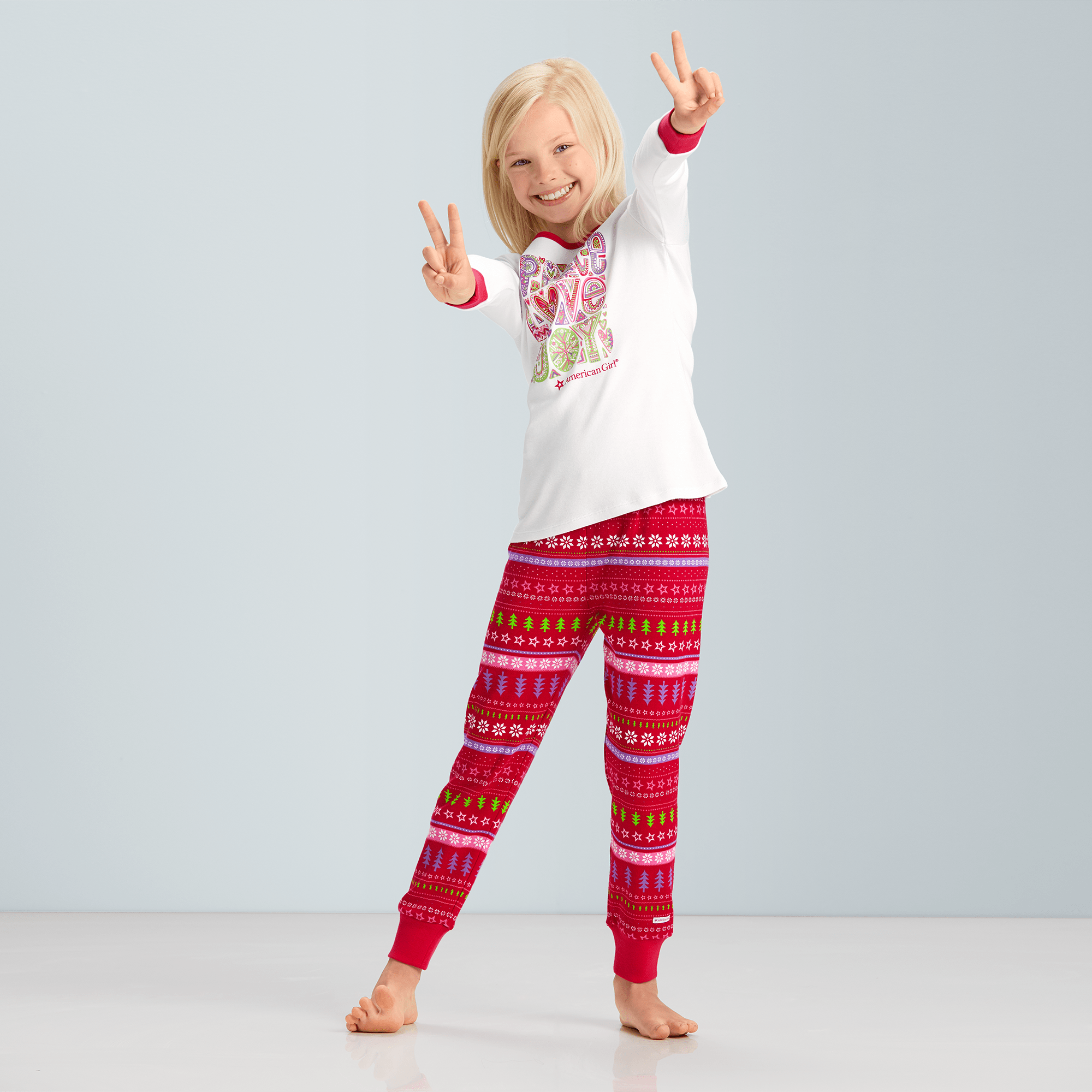 Peace, Love & Joy Pj Top For Girls - Image 2
